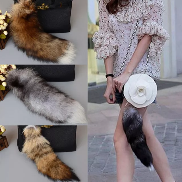 40cm Fox Tail Keychain Faux Fur Keyring Tassel Key Ring Chain Bag Pendant Acces 3