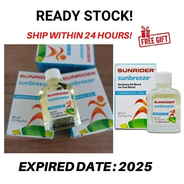 1 caja de aceite esencial Sunrider Sunbreeze 0,17 fl.oz alivio del dolor dolor dolor muscular mentol