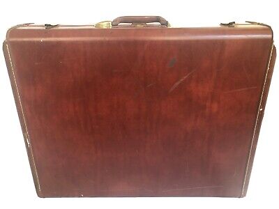Vintage 1950's Samsonite Leather Hard Suitcase Brown Style 4955 24 Inch
