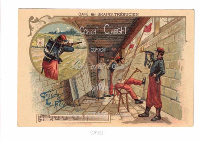 Café des Gourmets, TREBUCIEN, Image Chromo militaire " CESSEZ LE FEU "