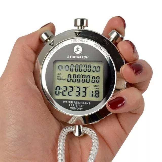 Antimagnetic Chronograph Metal Digital Timer Stopwatch Sports Counter Waterproof