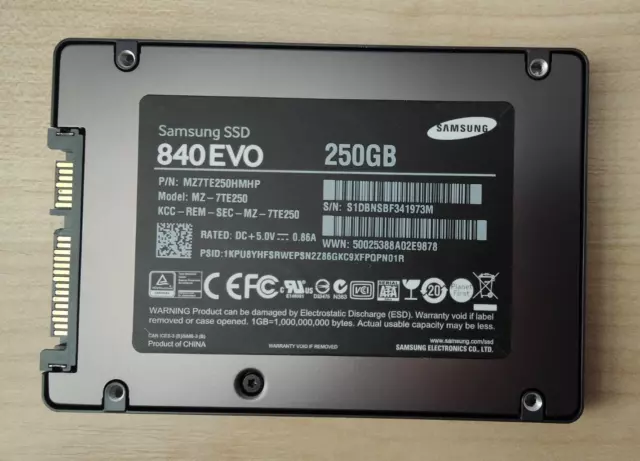 Samsung SSD 840 EVO 250GB Internal 2.5" SATA SSD (MZ-7TE250)