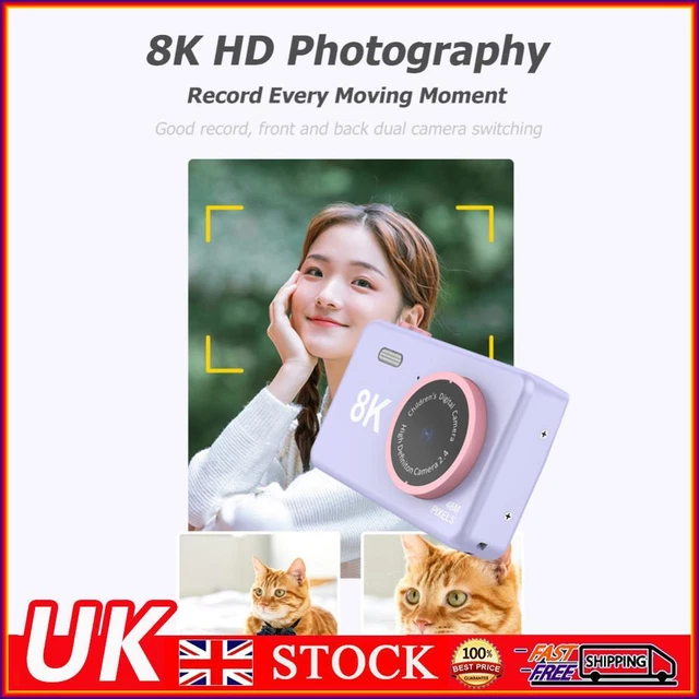 80MP 2.4 inch HD Screen Kids Digital Video Photo Camera with 32GB Card (Purple)