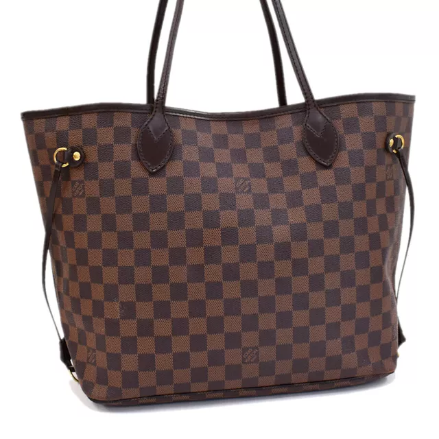 Auth LOUIS VUITTON Damier Ebene Neverfull MM N51105 LV Tote Bag Brown CG25006