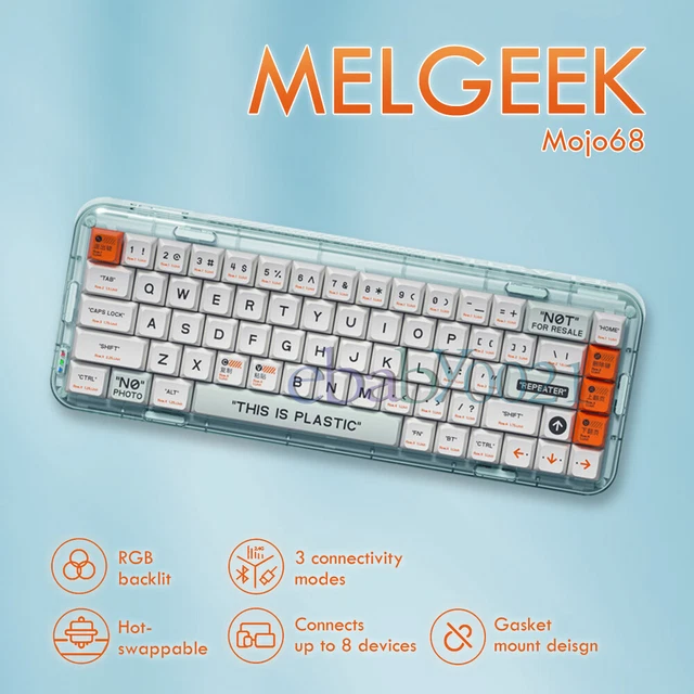 MELGEEK MOJO68 MECHANICAL Keyboard Plastic Seethrough Wireless Gaming