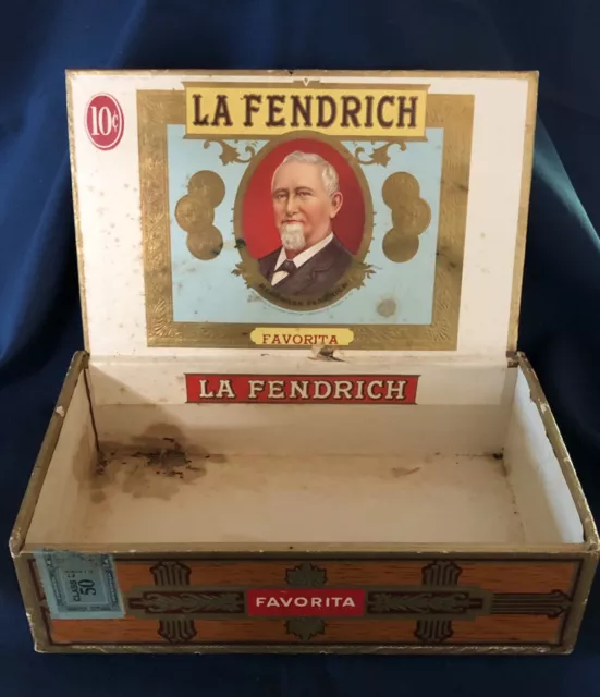 La Fendrich Favorita Cigar Box w/TaxStamp Color Label Vintage