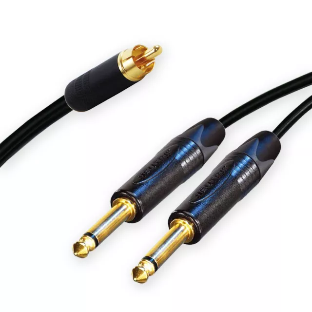 Phono RCA Split to 2 Dual Neutrik Mono Jacks Cable. Splitter Summing Lead 3m+