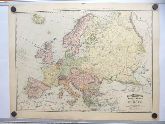 Antique Map Europe Rand McNally & Co. copyright 1891