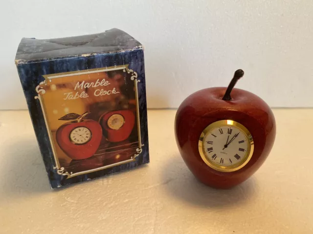 Marble Red Table Clock Apple 4”