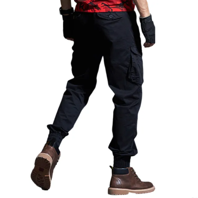 Men Joggers Chino Cargo Tapered Pants Hiking Twill Track Jogging Trousers