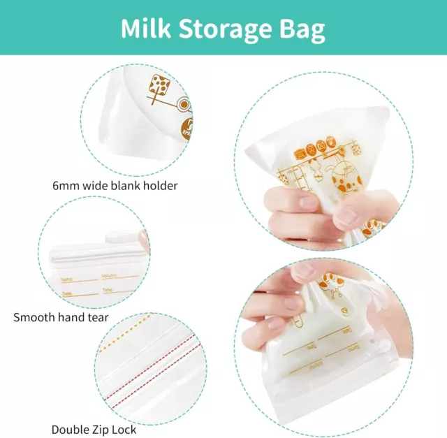 10/20/40 PCS Pre-Sterilised Breastmilk Baby Breast Milk Storage Bags Pouch 250ML 3