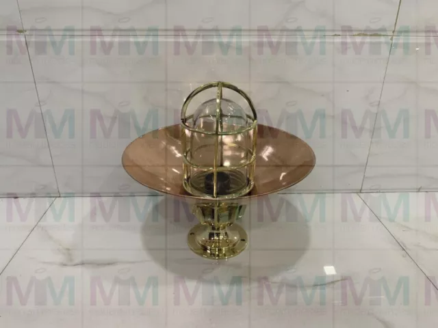 Nautical Bulkhead Ship Post Passageway Light With Copper Shade Brass New 1 Pcs 2