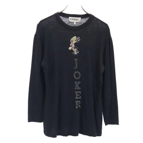 Iceberg Three-Quarter Sleeve T-Shirt 40 Black Cricket Pinocchio Men's　/