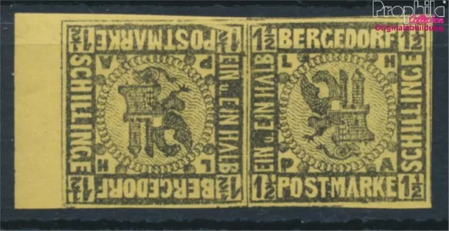 Briefmarken Bergedorf 1887 Mi 3ND K Kehrdruckpaar Neu- bzw. Nachdruck pos (10339