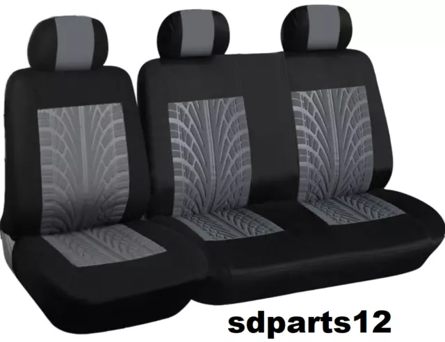 pour Mercedes Vito Sprinter Housses de Siège Universelles 2+1 Tissu Gris Noir