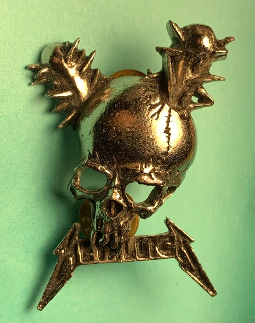 Metallica Kill 'Em All Skull 1991 Vintage Heavy Metal Jacket Hat Pin Nos