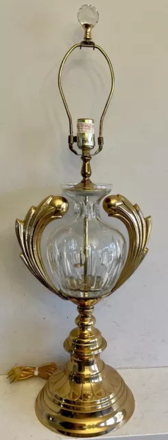 Waterford Crystal Lamp Solid Brass Art Nouveau 31” Heavy 13lbs VTG EUC!