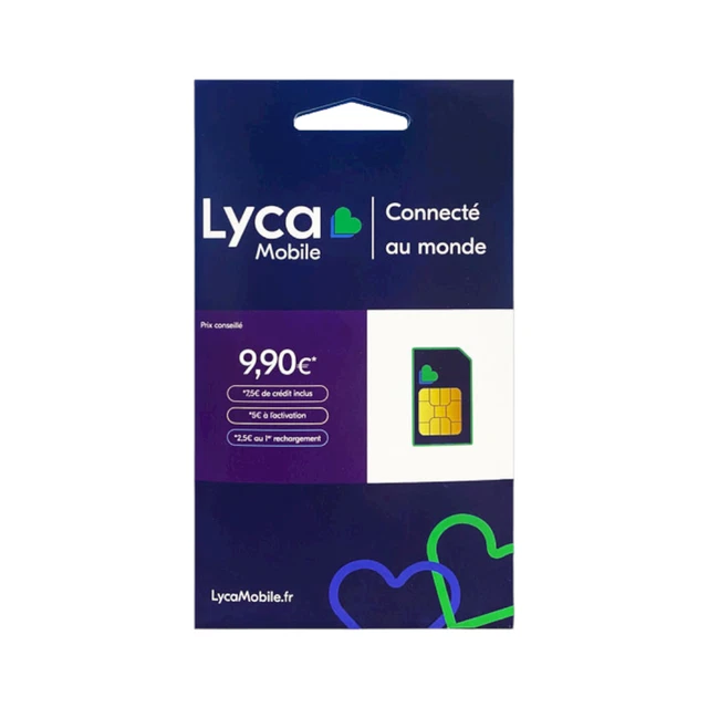 Carte SIM prépayée LYCA Mobile sans engagement + 7€50 de crédit.