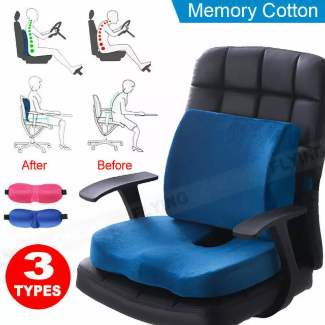 Memory Foam Lumbar Back Pillow Support Seat Cushion Home Office Car Seat Chair