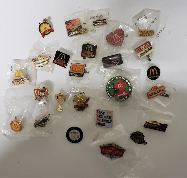 MCDONALDS EMPLOYEE CREW Lapel Pins Team Accuracy Service Lot Of 25 22.