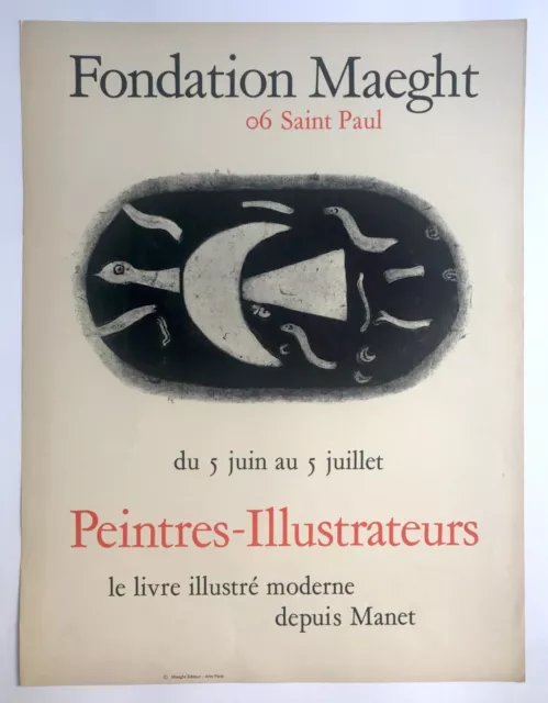 Georges BRAQUE (d'ap.) Fondation Maeght, 1969. Affiche originale en lithographie