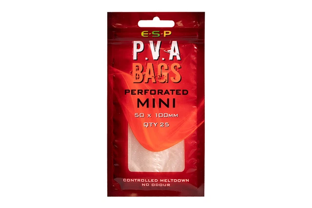 ESP PVA Tasche - geruchsfreie perforierte Mini-PVA-Taschen - 50 mm x 100 mm - Menge 25