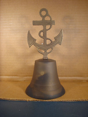 Anchor Table Bell Rope Detail Solid Brass And Antique Patina U.S. Navy Seabees