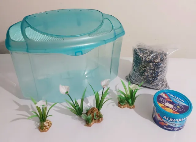 Interpet Nano Blue Plastic 15L Tank Aquarium Goldfish Starter Kit ~ Small