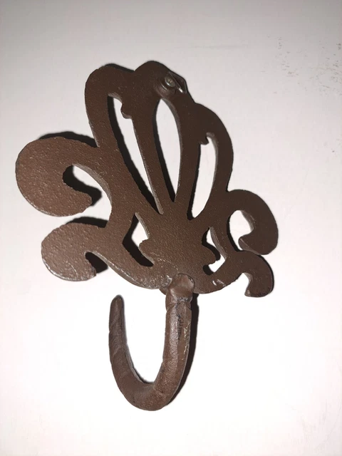 Antique Cast Iron Wall Hooks Brown Decorative Coat Hat Towel Hanging Vintage 2