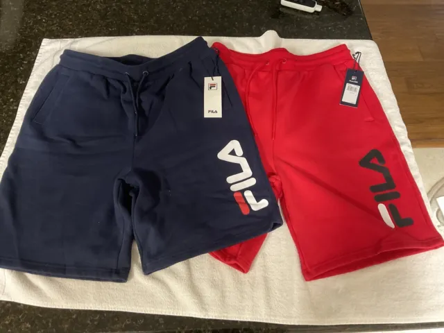 Lot NWT FILA Bono Big Mens Sweat Shorts Drawstring Navy Blue Training Yoga