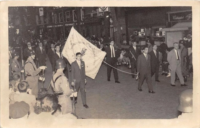 Cpa Spain Barcelona Photo Card During The Spain War Franco Procession