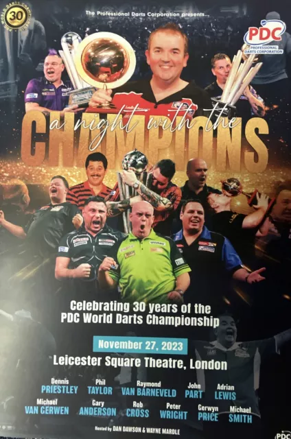 A Night With The Champions Programme 30 Years Of PDC Darts World Championships