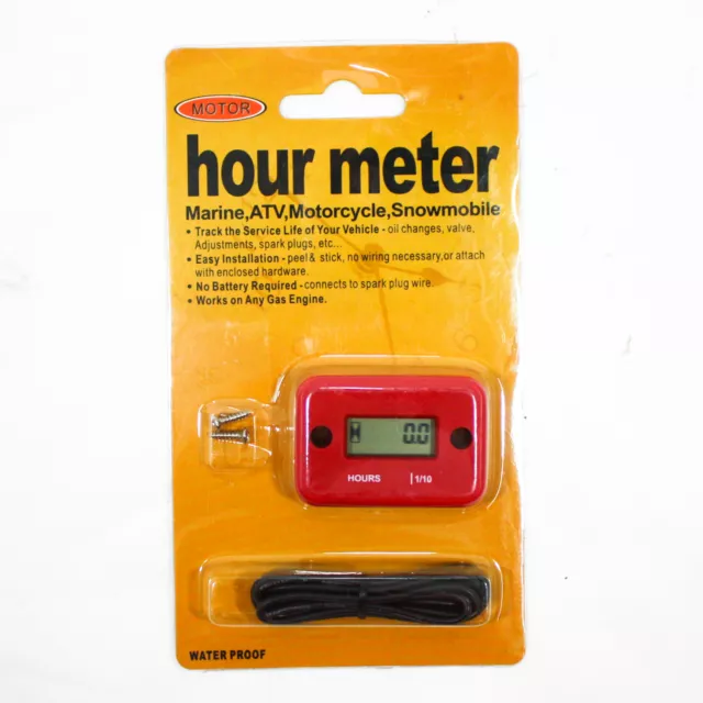 RED Inductive Waterproof Hour Meter Marine ATV Motorcycle Dirt Bike Gas Engine