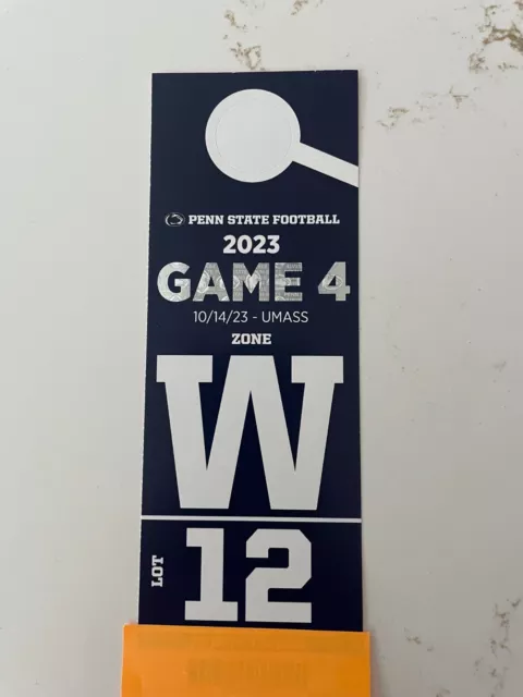 Penn State Homecoming Parking Pass Lot 12 Vs. UMass 10/14/23