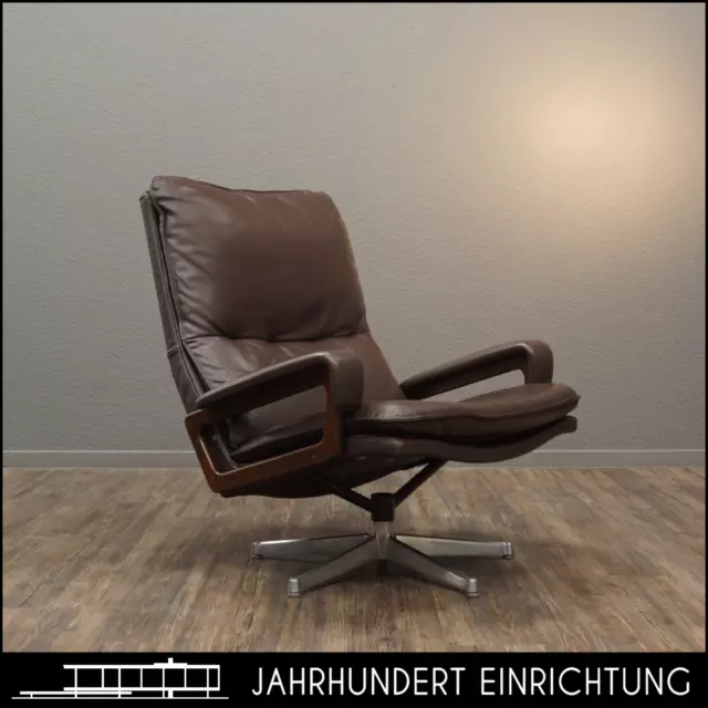 Strässle KING CHAIR | Hochlehner Sessel Leder Braun | Mid Century Vintage Chair