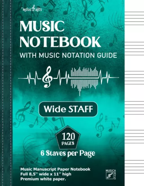 Music Notebook wide Staff | Music Manuscript Paper Notebook | 12