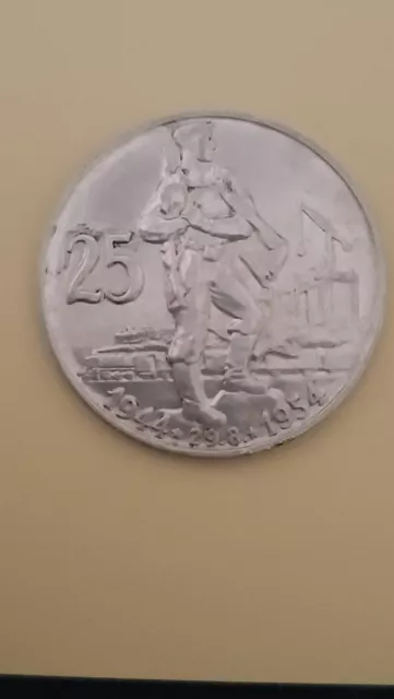 25 Kronen 1944-1954 Sammlermünze 10. Jahrestag Tschechoslowakische Republik