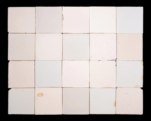 Large field of 20 Dutch Delft White tiles, "witjes", 18th/19th ct.