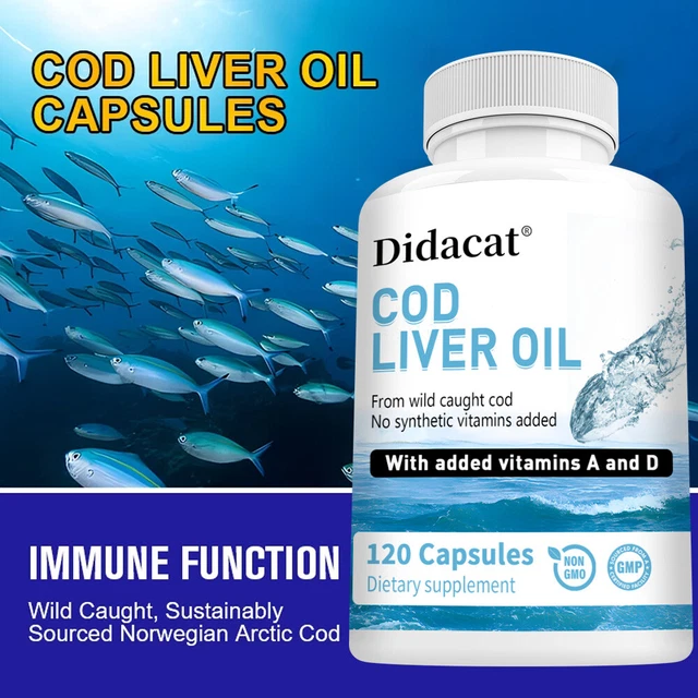 WILD ICELANDIC COD Liver Oil Capsules Omega3 EPA, DHA , Vitamin A