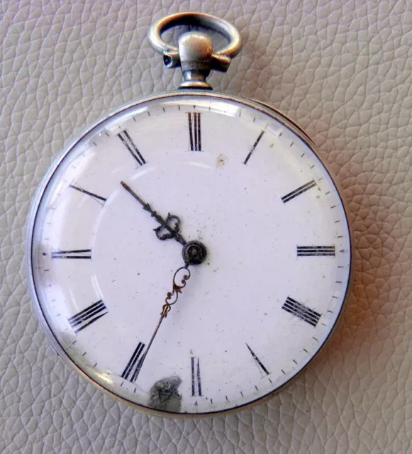 Belle Montre De Gousset Ancienne En Argent Remontage A Cle