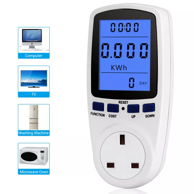 Digital Outlet Power Meter Energy Monitor Watt Volt Amps Analyzer Plug Socket SS