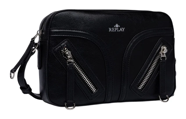Sac Bandoulière REPLAY Noir - Crossbody En Polyuréthane, Fermeture Magnétique, Modèle FW3000