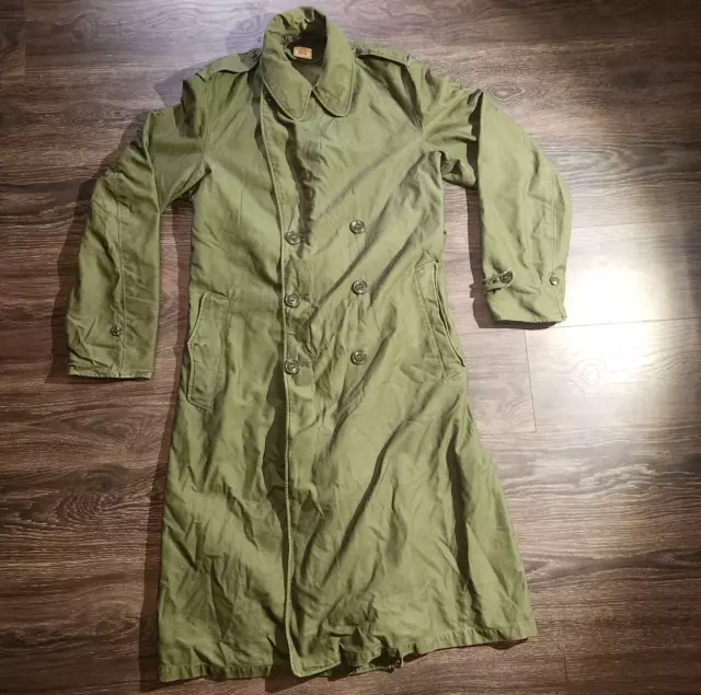 VINTAGE US ARMY Vietnam OD Green Military Trench Coat 8405 261 6498 ...