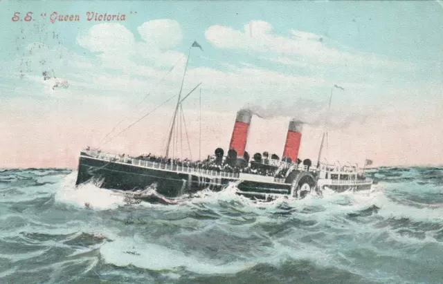 SCARCE 1905 VINTAGE Valentine's SS QUEEN VICTORIA POSTCARD to Thames Conservancy