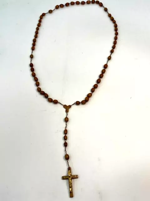 Large carved wood Rosary Folk Art Rosaries Primitives Hand crafted Cross