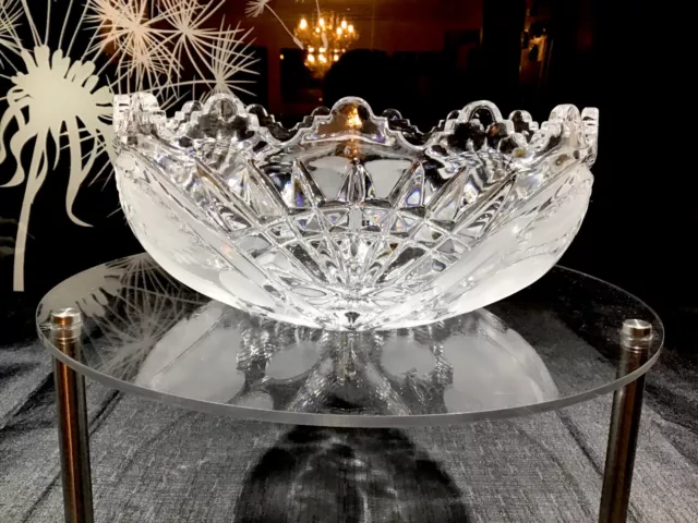 Beyer Bleikristall 24% Lead Cut Crystal Acid Etched Fruit/Trifle Bowl.