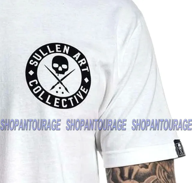 Sullen Classico Bianco SCM3008 Manica Corta Grafico Tattoo Skull T-Shirt da Uomo 4