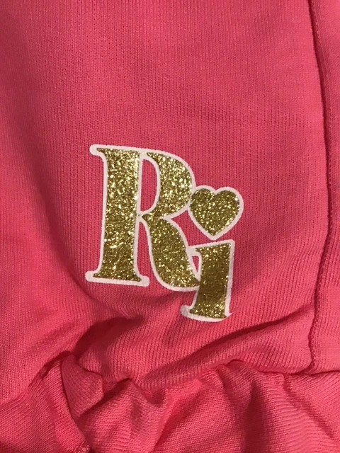 Set pantaloncini con logo River Island mini ragazze età 3-4 anni rosa glitter fronzoli nuovi con etichette 8
