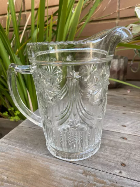 Lovely Crown Crystal "Star & Drape" 2pt Glass Jug