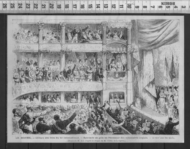G343 / Gravure 1874 /  Le Havre Cloture Des Fetes  Du Tir International